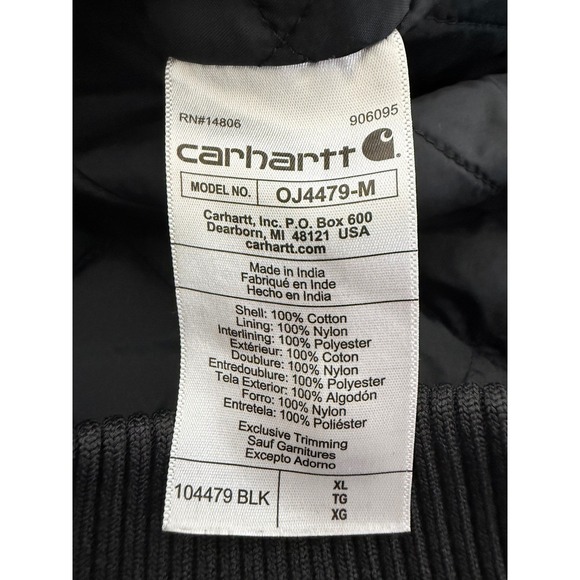 Carhartt Jacket Mens XL Heavyweight Hooded Loose Fit Quilted Black Chores - Picture 4 of 12